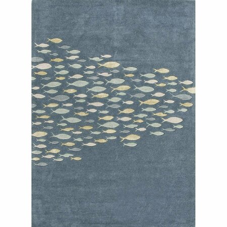 JAIPUR RUGS Coastal Resort Tuf Viscose Mix Schooled Design Rectangle Rug, Captains Blue - 8 x 11 ft. RUG122448